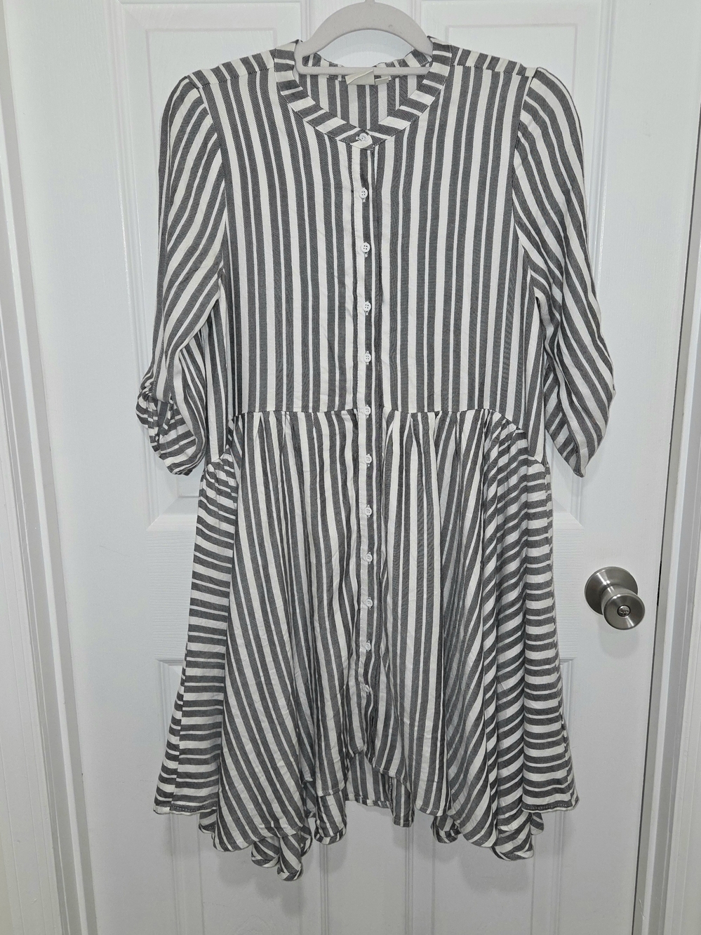 Adyson Parker Striped Button Front Swing Dress Black & White Size Small